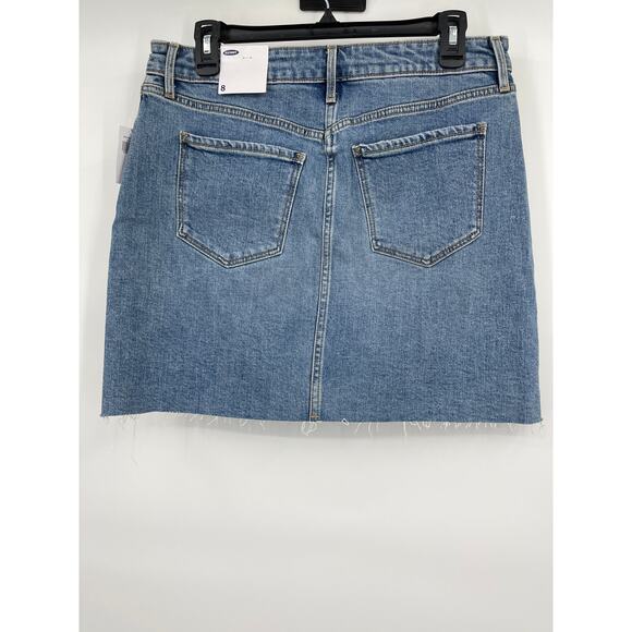 Old Navy Blue Denim High Waisted Button Fly Ripped Cut Off Jean Skirt NEW Size 8 - Picture 11 of 11